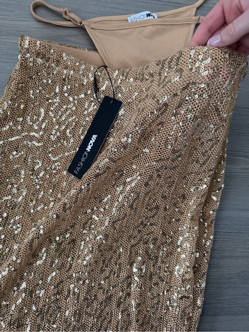 NWT Fashion Nova Gold Sequin Maxi Skirt - Picture 4 of 4